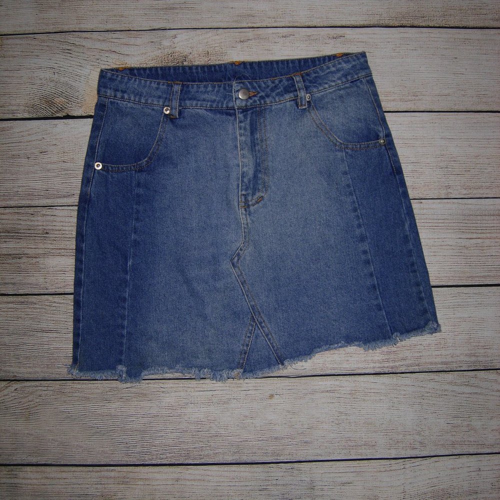 Altar'd State Denim Raw Hem Mini Skirt S